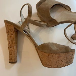 Michael Kors Beige Suede and Cork Heel
